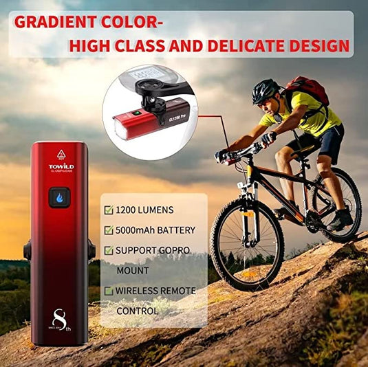 TOWILD CL 1200Pro Smart Headlight ; 8th Anniversary Gradient Red(Limited 100 Pcs);  Wireless Remote Control;  Rechargeable 21700 5000mAh Battery; Ipx6 waterproof