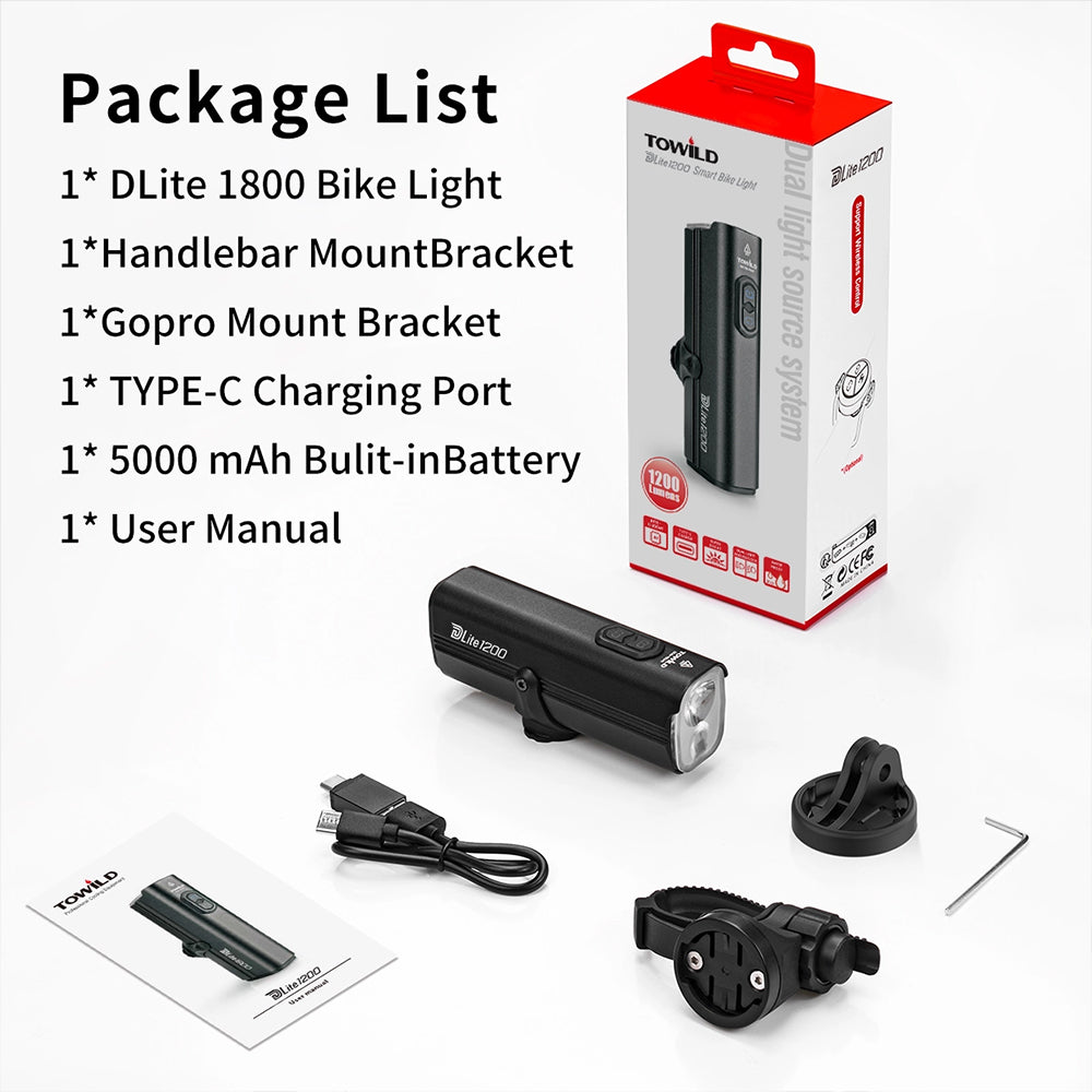 TOWILD DLite1200 Bike Light