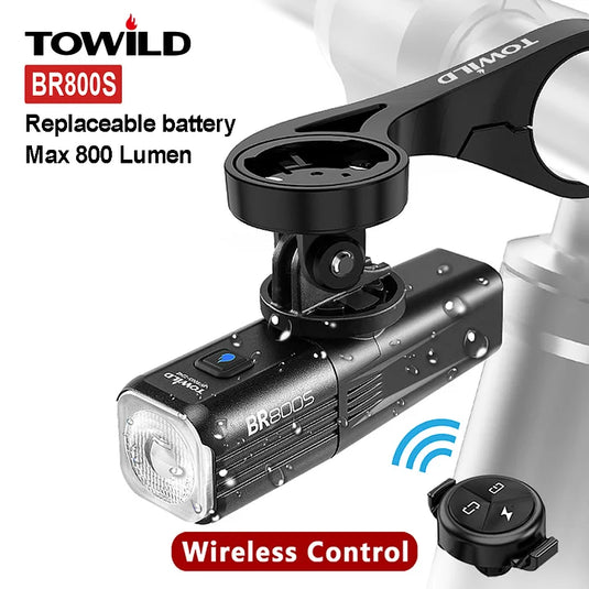 TOWILD BR800S Smart Bike Light; Replaceable Battery; Handlebar Mount and Gopro Mount